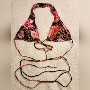 Victoria's Secret Triangle Wrap Around Bikini Top Sz M NWT Leopard Floral